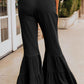 Textured High Waist Ruffled Bell Bottom Pants