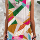 Geometric Printed Pleated Shift Tank Top