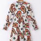 Printed Boho Paisley Floral Print Puff Sleeve Mini Dress
