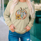 Pumpkin Flower Print Pullover Sweatshirt