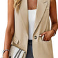Single Button Pocketed Lapel Vest Blazer
