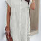 Gray Short Sleeves Striped Shirt Dress