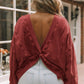 Exposed Seam Twist Open Back Oversized Sweatshirt