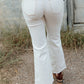 Light Washed Distressed Slits Button Fly Flare Jeans