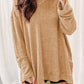 Waffle Knit High Slits Oversized Top