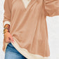 Corded Colorblock Drop Shoulder Loose Top