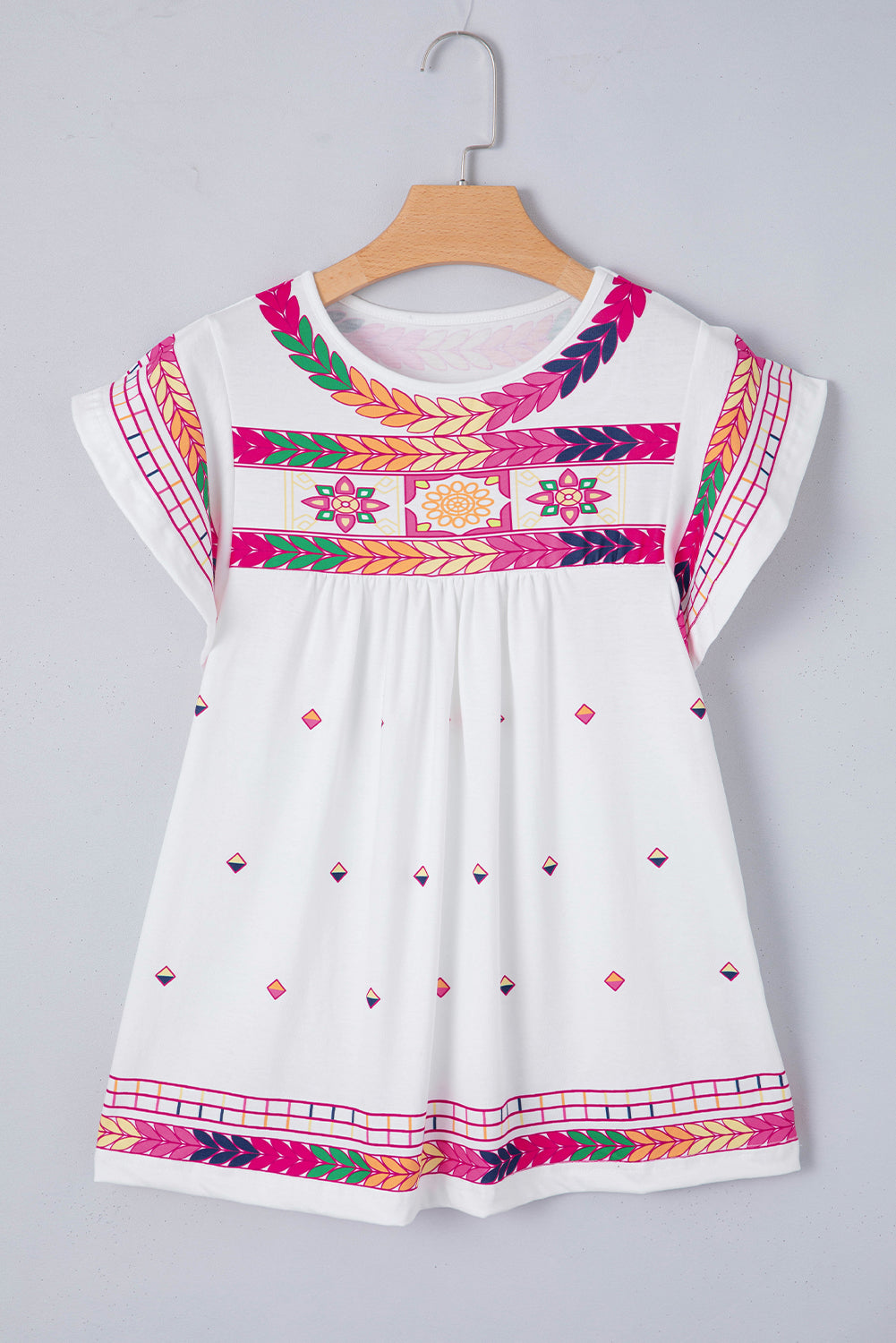 Abstract Print Ruffle Sleeve Flowy Top