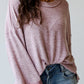 Exposed Seam Drop Shoulder Wide Long Sleeve T Shirt