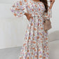 Floral Smocked Long Sleeve Pocketed Dress