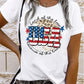 USA Flag Slogan Graphic Print Short Sleeve T Shirt
