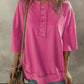 Exposed Seam Button Neck Wide Sleeve Tunic Top