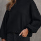Turtleneck Drop Shoulder Bubble Sleeve Knit Sweater