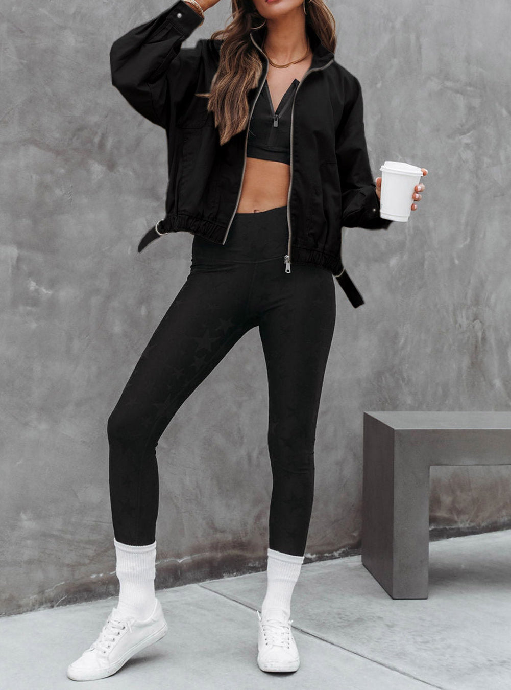 Black Solid Full Zipped Jacket