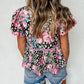 Ricrac Floral Tiered Short Sleeve Blouse