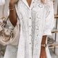 Eyelet Floral Pattern Shirt Babydoll Dress