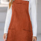 Solid Front Pockets Sleeveless Corduroy Overall Dress