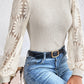 Sunflower Mesh Bubble Sleeve Waffle Knit Top