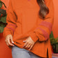 Fleece Patchwork Side Slits High Low Sweatshirt