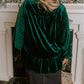 Plus Size Ruffled Sleeve V Neck Velvet Blouse