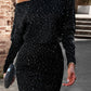 Sequin Long Sleeve Slim Fit Party Mini Dress