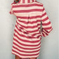 Stripe Collared V Neck Long Sleeve Loose Casual Dress