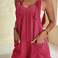 Adjustable Straps Pocketed Textured Romper