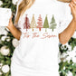 White Cute Christmas Trees Print Crew Neck T Shirt