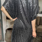 Sequin V Neck Dolman Sleeve Shift Dress