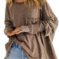 Exposed Seam Thumbhole Drop Shoulder Loose Sweatshirt