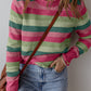 Color Block Ribbed Edge Round Neck Sweater