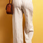 Striped Print Drawstring High Waist Casual Pants