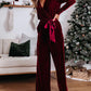 Velvet Pocketed Cut out Back Wide Leg Jumpsuit