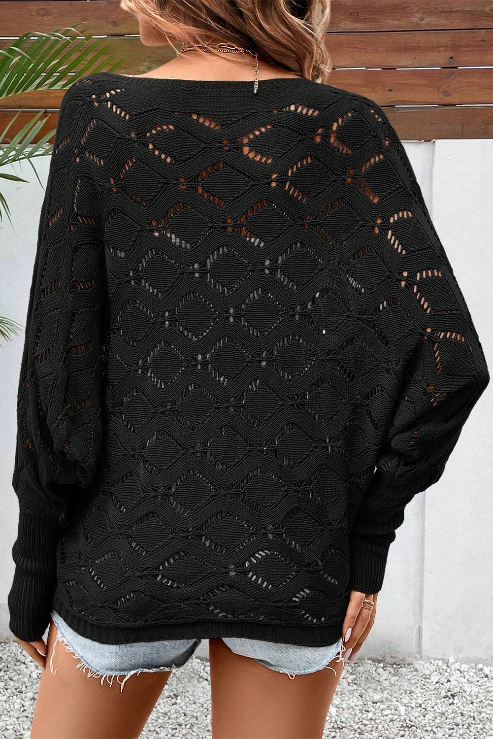 Chic Rhombus Knit Dolman Sleeve Sweater