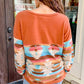 Western Aztec Patchwork Long Sleeve Top