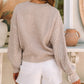 Parchment Sequin Snowflake Bishop Sleeve Drop Shoulder Sweater