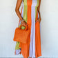 Color Block Shirred High Waist Fit and Flare Maxi Dress