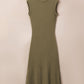 Waffle Knit Sleeveless Long Dress with Slits