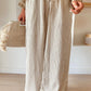 Stripe Plus Size Drawstring High Waist Wide Leg Pants