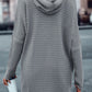 Horizontal Rib Knitted Open Front Hooded Cardigan