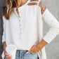 Contrast Crochet Lace Henley Top