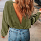 Acid Wash V-shape Open Back Sweatshirt