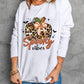 Spooky Leopard Pumpkin Print Crew Neck Sweatshirt