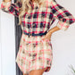 Gradient Plaid Print Shirt Short Dress