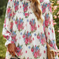 Floral Smocked Long Sleeve Frill High Neck Blouse