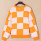 Checkered Bishop Sleeve Sweater