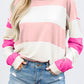 Colorblock Striped Drop Shoulder Long Sleeve Top