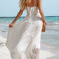 Ruffled Spaghetti Strap V Neck Maxi Dress