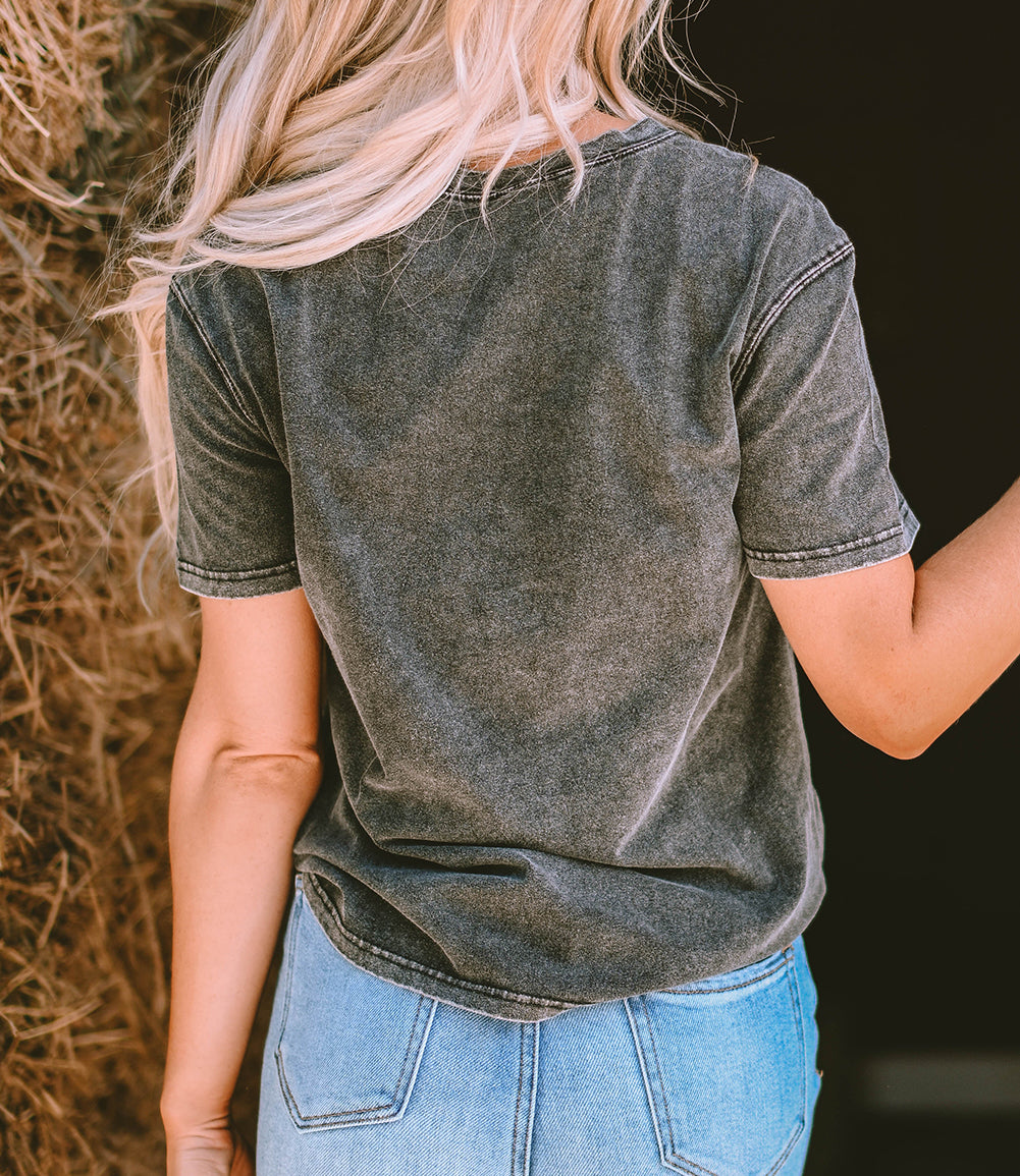 Easter Rabbit Leopard Mineral Wash Graphic T Shirt