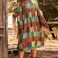 Printed Multicolor Western Checkered Plus Size Swing Dress