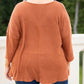 Plus Size Twist Hem Bracelet Sleeve Ribbed Top